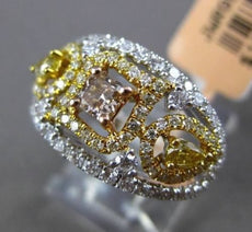 ESTATE 1.27CTW FANCY COLOR DIAMOND 18KT TWO TONE GOLD MULTI SHAPE COCKTAIL RING