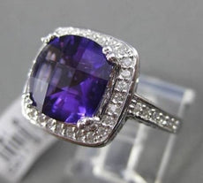 ESTATE LARGE 4.52CTW DIAMOND & AAA AMETHYST 14KT WHITE 3D FILIGREE COCKTAIL RING