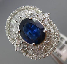 ESTATE LARGE 5.78CT DIAMOND & SAPPHIRE 18K WHITE 3D GOLD BALLERINA COCKTAIL RING