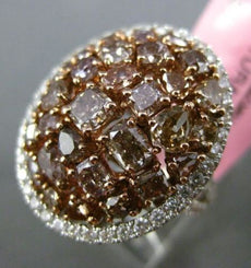 ESTATE LARGE 4.84CT WHITE & PINK DIAMOND 18K TWO TONE GOLD MULTI SHAPE OVAL RING