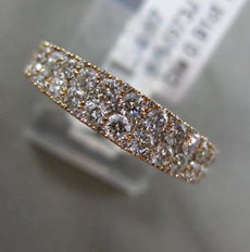 ESTATE .91CT DIAMOND 18K ROSE GOLD 3D 2 ROW MILGRAIN SEMI ETERNITY COCKTAIL RING