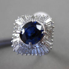 ANTIQUE 3.5CT DIAMOND & AAA SAPPHIRE PLATINUM BALLERINA COCKTAIL ENGAGEMENT RING