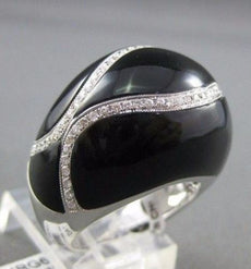 ESTATE LARGE .40CT DIAMOND & AAA ONYX 18KT WHITE GOLD COCKTAIL RING 17mm