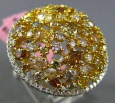 ESTATE MASSIVE GIA 6.66CT WHITE & INTENSE DIAMOND 18KT 2 TONE GOLD CIRCULAR RING