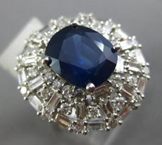 ESTATE 7.83CT DIAMOND & AAA SAPPHIRE 18KT WHITE GOLD CUSHION FANCY COCKTAIL RING