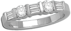 0.5CT DIAMOND 14KT WHITE GOLD ROUND & BAGUETTE CHANNEL WEDDING ANNIVERSARY RING