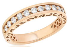 .40CT DIAMOND 18KT ROSE GOLD ROUND FILIGREE CHANNEL SHARE PRONG ANNIVERSARY RING