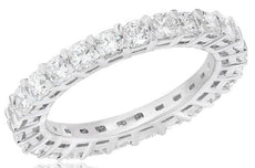 2.53CT DIAMOND 18KT WHITE GOLD 3D SHARE PRONG ETERNITY WEDDING ANNIVERSARY RING
