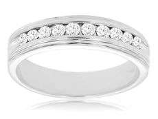 .50CT DIAMOND 14KT WHITE GOLD 3D TEN STONE CHANNEL WEDDING ANNIVERSARY RING