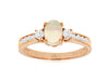 .90CT DIAMOND & AAA OPAL 14KT ROSE GOLD 3D OVAL & ROUND 3 STONE ENGAGEMENT RING