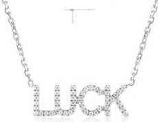 ESTATE .19CT DIAMOND 14KT WHITE GOLD 3D CLASSIC GOOD LUCK FUN LOVE NECKLACE