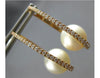 ESTATE LARGE .55CT DIAMOND & AAA SOUTH SEA PEARL 18K ROSE GOLD 3D HOOP HANGING EARRINGS