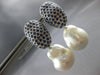 EXTRA LARGE 2.20CT AAA SAPPHIRE & SOUTH SEA PEARL 18KT WHITE GOLD PAVE EARRINGS