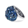 ESTATE LARGE 12.07CT DIAMOND & AAA SAPPHIRE 18KT WHITE GOLD DOME SHAPE FUN RING