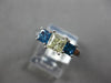 1.27CT FANCY YELLOW & BLUE DIAMOND 14K WHITE GOLD 3 STONE LUCIDA ENGAGEMENT RING