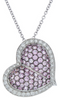 3.0CT DIAMOND & AAA PINK SAPPHIRE 18KT WHITE GOLD 3D HEART LOVE FLOATING PENDANT