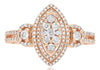 ESTATE .66CT DIAMOND 14KT ROSE GOLD CLUSTER MARQUISE SHAPE FRIENDSHIP LOVE RING
