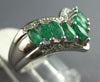 1.46CT DIAMOND & AAA EMERALD 14KT WHITE GOLD MARQUISE & ROUND V SHAPE CROWN RING