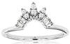 ESTATE .15CT DIAMOND 14KT WHITE GOLD ROUND & BAGUETTE V SHAPE ANNIVERSARY RING