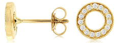 ESTATE .18CT DIAMOND 14KT YELLOW GOLD 3D CLASSIC CIRCLE OF LIFE STUD EARRINGS