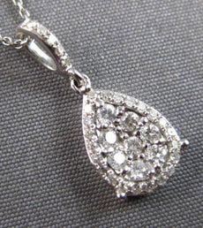 .33CT DIAMOND 14K WHITE GOLD 3D CLASSIC ROUND CLUSTER TEAR DROP FLOATING PENDANT