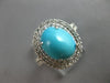 LARGE .95CT DIAMOND & AAA TURQUOISE 14K WHITE GOLD 3D OVAL & ROUND HALO FUN RING