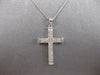 .45CT DIAMOND 14KT WHITE GOLD 3D ROUND & BAGUETTE 3 ROW CROSS FLOATING PENDANT