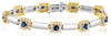3.20CT DIAMOND & AAA SAPPHIRE 14KT 2 TONE GOLD MULTI FLOWER BY THE YARD BRACELET