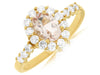 1.12CT DIAMOND & AAA MORGANITE 14KT YELLOW GOLD OVAL FLOWER FRIENDSHIP LOVE RING