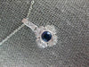 SMALL .40CT DIAMOND & AAA SAPPHIRE 18KT WHITE GOLD FLOWER LOVE FLOATING PENDANT