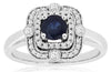 1.01CT DIAMOND & AAA SAPPHIRE 14KT WHITE GOLD DOUBLE HALO SQUARE ENGAGEMENT RING