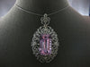 ESTATE EXTRA LARGE 37.75CT DIAMOND & AAA KUNZITE 14K WHITE GOLD FILIGREE PENDANT