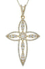 ESTATE LARGE .91CT DIAMOND 14KT YELLOW GOLD 3D FLOWER CROSS FLOATING PENDANT