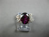 LARGE 2.12CT DIAMOND & AAA RHODOLITE 14K WHITE GOLD OVAL & ROUND ENGAGEMENT RING