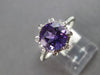 1.76CT DIAMOND & AAA AMETHYST 14K WHITE GOLD ROUND HALO SUNBURST FLOWER FUN RING