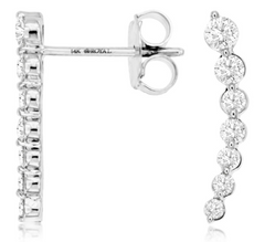 .53CT DIAMOND 14KT WHITE GOLD JOURNEY SHARED PRONG EAR CLIMBER HANGING EARRINGS