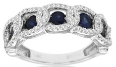 1.21CT DIAMOND & AAA SAPPHIRE 14KT WHITE GOLD 3D OVAL & ROUND ANNIVERSARY RING