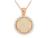 2.40CT DIAMOND & AAA OPAL 14KT ROSE GOLD 3D ROUND HALO FLOWER FLOATING PENDANT