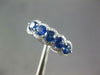 ESTATE 1.49CT DIAMOND & AAA SAPPHIRE 18KT WHITE GOLD 3D 5 STONE ANNIVERSARY RING