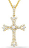 ESTATE .64CT DIAMOND 14KT YELLOW GOLD 3D CLASSIC ROUND CROSS FLOATING PENDANT