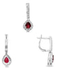 1.38CT DIAMOND & AAA RUBY 18KT WHITE GOLD PEAR SHAPE & ROUND LEEVERBACK EARRINGS