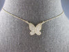 ESTATE .21CT DIAMOND 14KT YELLOW GOLD 3D CLASSIC BUTTERFLY LOVE NECKLACE