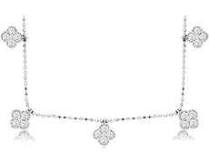 1.80CT DIAMOND 14KT WHITE GOLD 3D MULTI FLOWER BY THE YARD MILGRAIN FUN NECKLACE