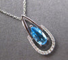 .77CT DIAMOND & AAA BLUE TOPAZ 14KT WHITE GOLD PEAR SHAPE & ROUND LUCKY PENDANT