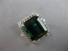 LARGE 5.75CT DIAMOND & AAA GREEN TOURMALINE 14KT WHITE GOLD HALO ENGAGEMENT RING