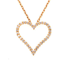 1.05CT DIAMOND 18KT YELLOW GOLD CLASSIC ROUND SHARED HEART SHAPE LOVE NECKLACE
