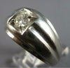 ESTATE LARGE .50CT DIAMOND 14KT WHITE GOLD 3D SOLITAIRE HANDCRAFTED MENS RING