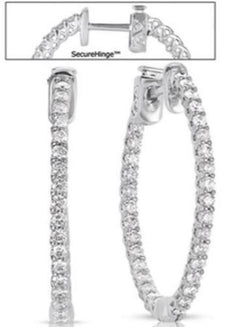 1.32CT DIAMOND 14KT WHITE GOLD 3D SHARED PRONG INSIDE OUT HOOP HANGING EARRINGS