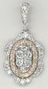 .83CT DIAMOND 18K WHITE & ROSE GOLD 3D CLASSIC OVAL FLORAL PAVE FLOATING PENDANT