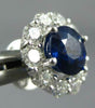 ESTATE 1.80CT DIAMOND & AAA SAPPHIRE 18KT WHITE GOLD ROUND FLOWER STUD EARRINGS